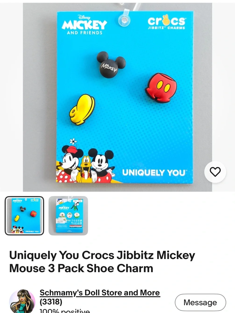 CROCS Mickey & Friends Jibbitz Charms - Black/Red/Yellow new